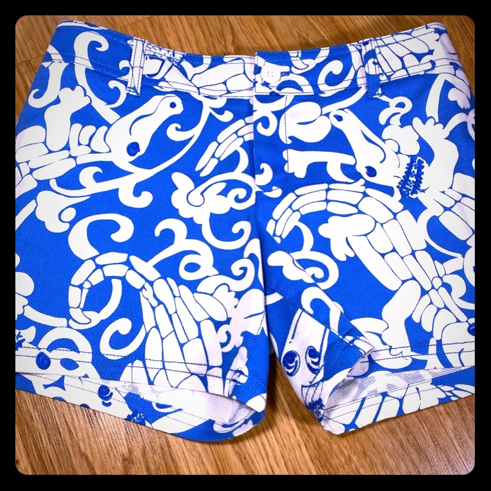 Lily Pulitzer Blue & White Croc Shorts Size 0